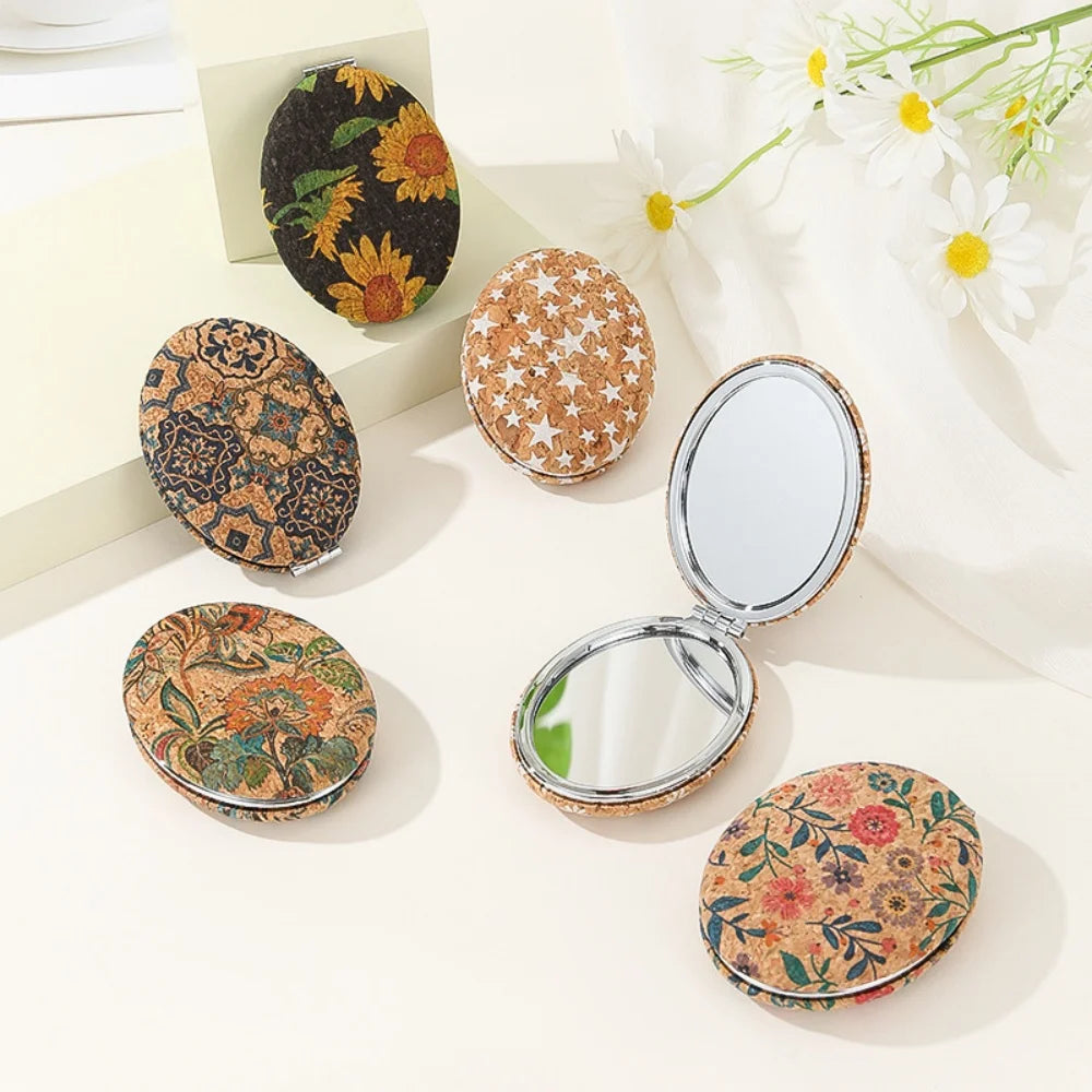 Vintage Folding Small Mirror Circle Makeup Round Mirrors Magnifying Portable Espejo Redondo Home Decoration Accessories Oasis Select
