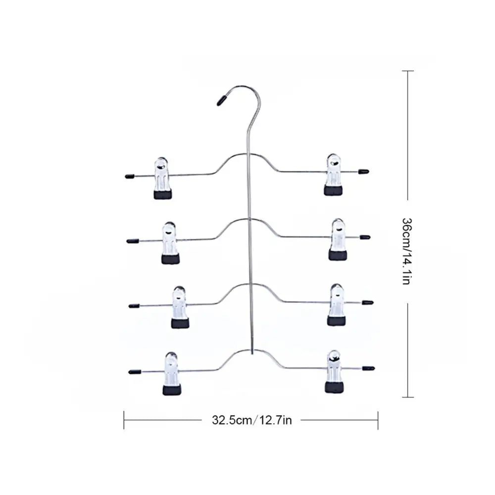 4-Layer Stainless Steel Pants & Skirt Hanger with Sliding Clips