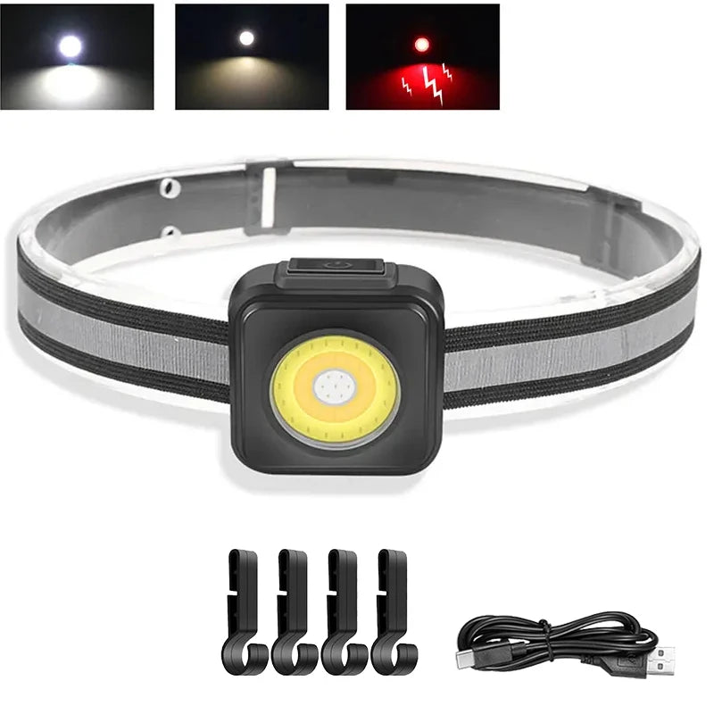COB Rechargeable Headlamp USB-C 800LM – 4 Modes, Waterproof