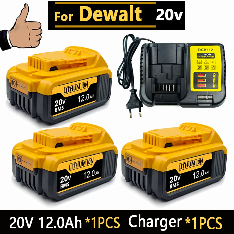 Big promotion 20V lithium ion battery, for dewalt power tool DCB606 DCBGene DCB206 DCB200 MAX 20V batteries// Oasis Select 3Pcs 12.0Ah-1Pcs EU