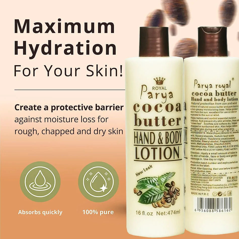 474ml Cocoa Butter Body Lotion – Moisture & Even Skin Tone