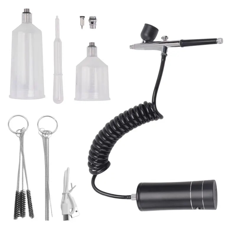 LIKE WISH Cordless Rechargeable Compressor Airbrush Set Automatically Handles Model Painting, Nails, Makeup B Oasis Select Black