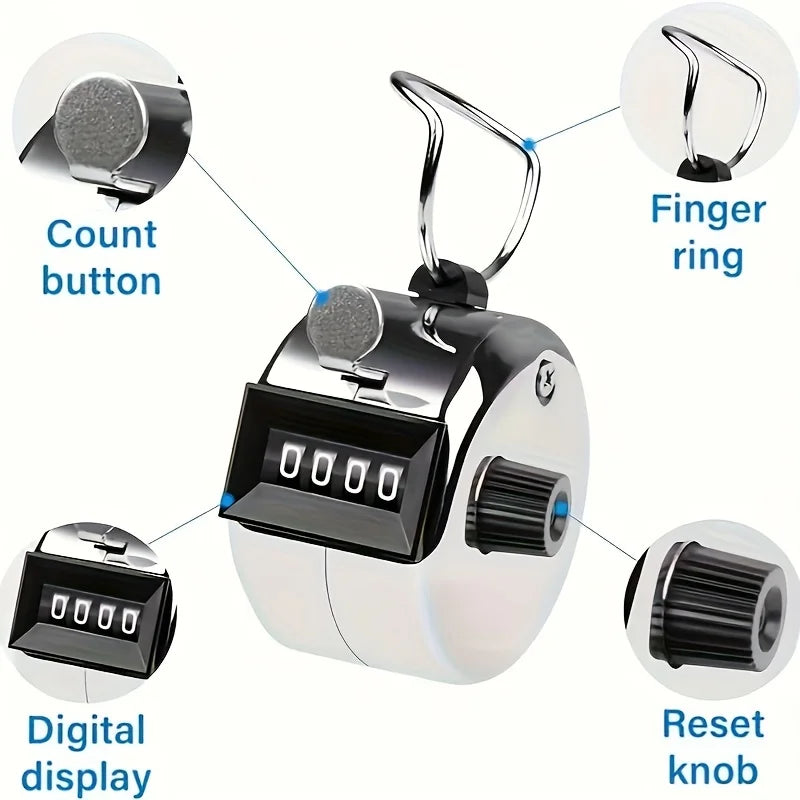 1 Piece of Iron Handheld 4-digit Digital Answer Counter, Non Rechargeable Metal Counter, Used for Counting and Coaching Tools Oasis Select