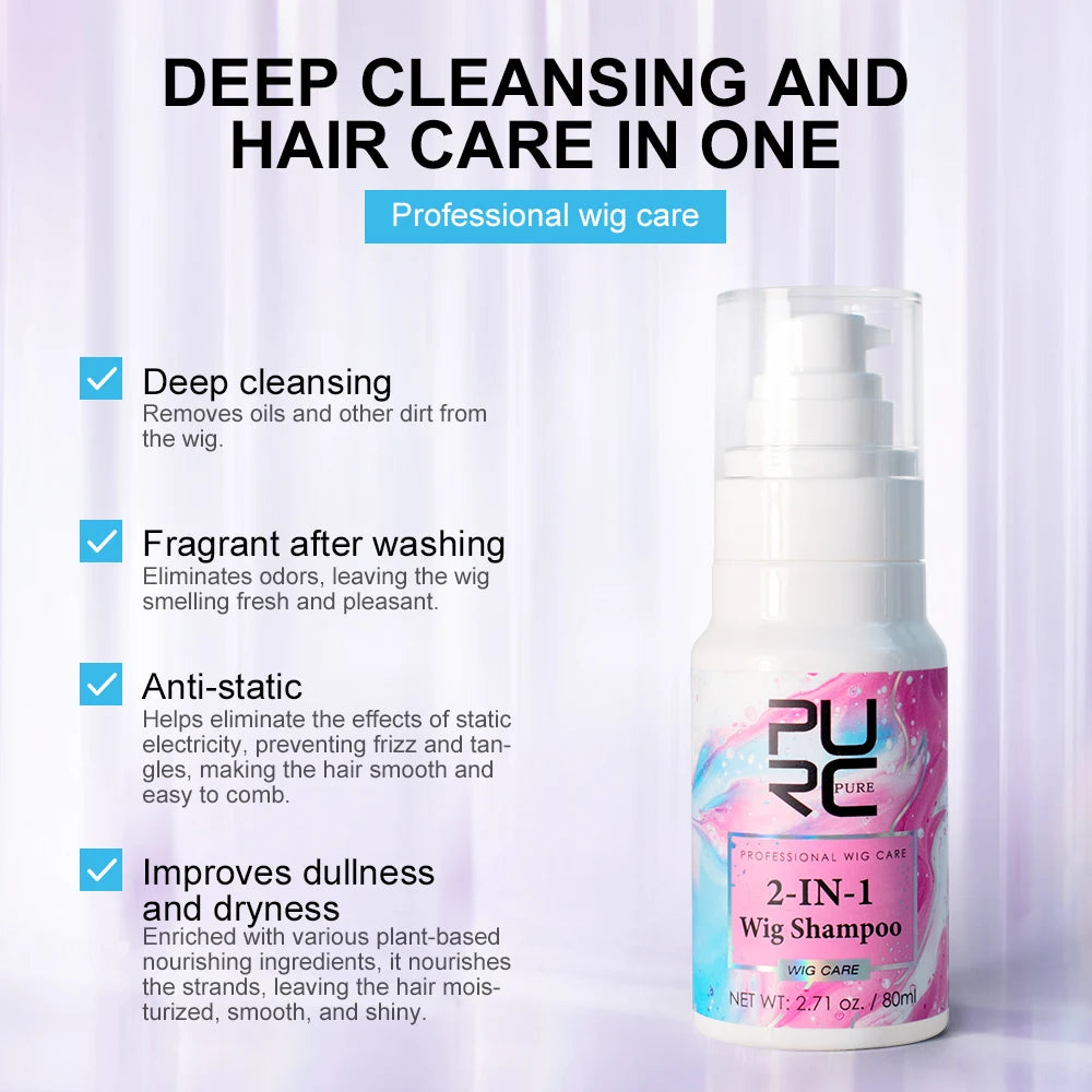 PURC Wig Shampoo And Conditioner Kit Coconut Oil Smoothing Shiny Hair Care Products for Wigs Women Oasis Select