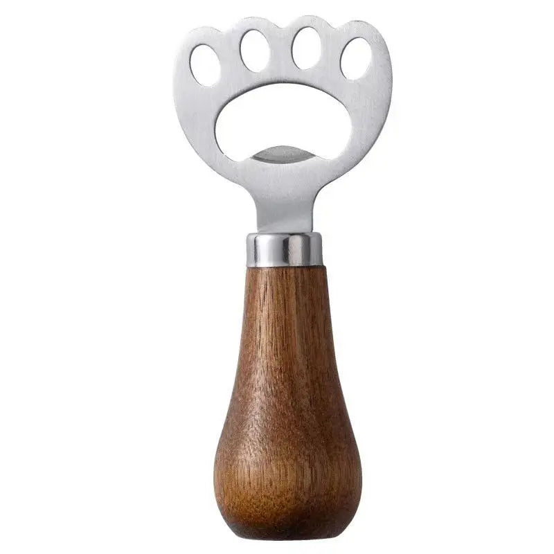 Stainless Steel Creative Beer Bottle Opener Household Wooden Handle Rose Wood Vertical Cute Bottle Opener Screwdriver Oasis Select silver