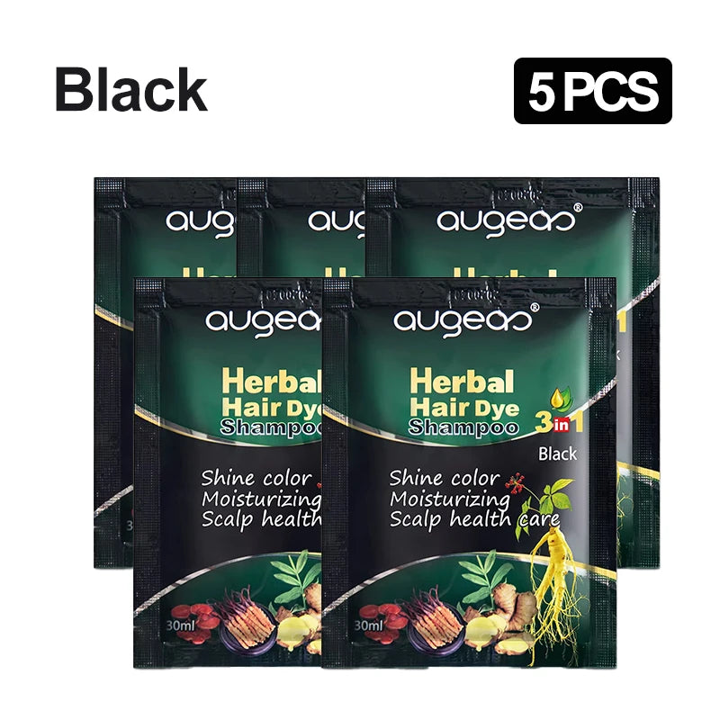 Natural Herbal Hair Dye Shampoo – Grey Coverage 30ml (3/5 Pack) Hair Dye Shampoo Oasis Select 5pcs black China Mainland