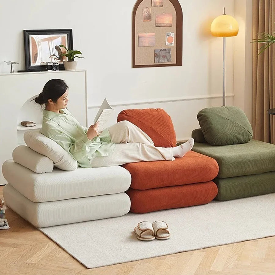 Fabric single sofa, sweet potato sofa bed, small-sized living room folding dual-use tatami, tofu block lazy sofa Oasis Select