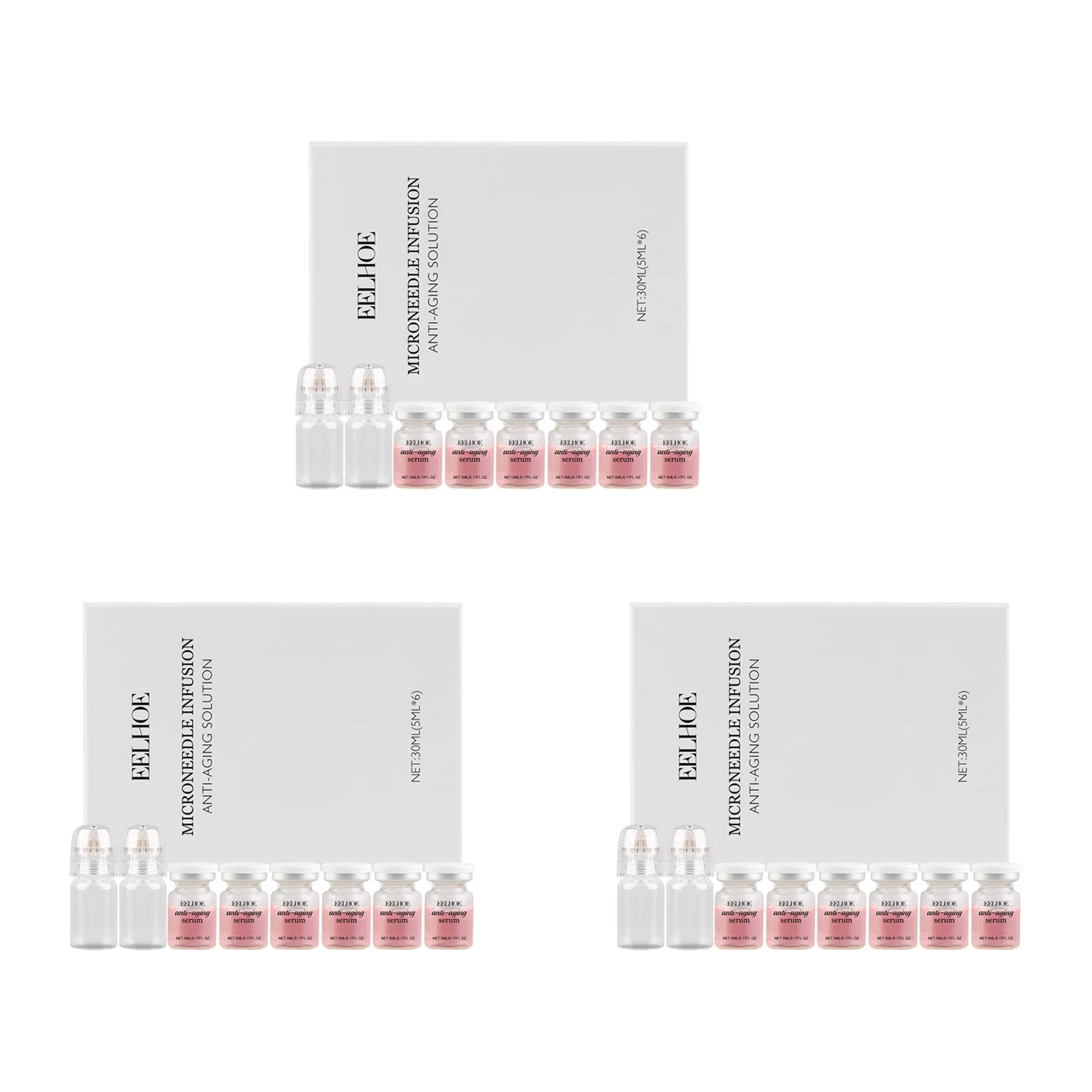 Eelhoe Microneedle Roller & Anti-Aging Serum Set – 8 Piece Microneedle Serum Set Oasis Select 3 sets