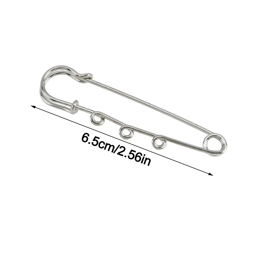 Silver Safety Brooch Pins Multi Holes Connectors DIY Charms Brooch With Holes Findings Accessories Shawl Adjuster Oasis Select 6.5CM-With 3Rings