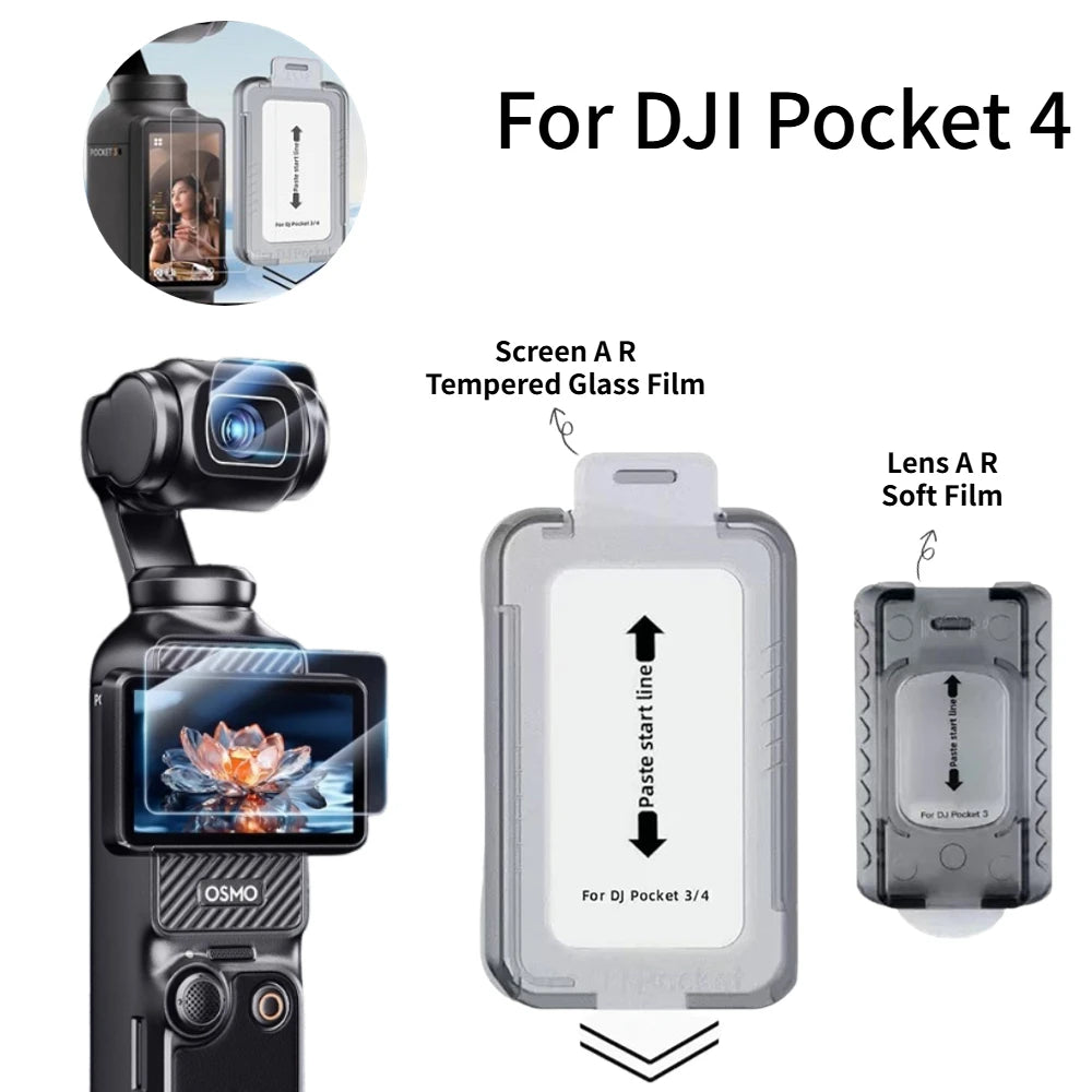 Ultra HD AR Protective Film Set For DJI Pocket 4 Lens and Screen Shatterproof Tempered Glass Film Easy Install Screen Protector Oasis Select