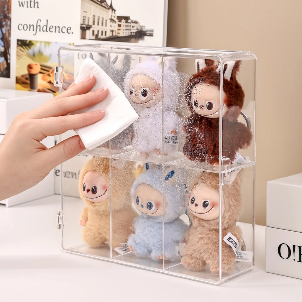 1pc Foldable Acrylic 6-Grid Blind Box Display Box Compartment Collectible Doll Storage Box, Hair Accessory Jewelry Storage Box Oasis Select