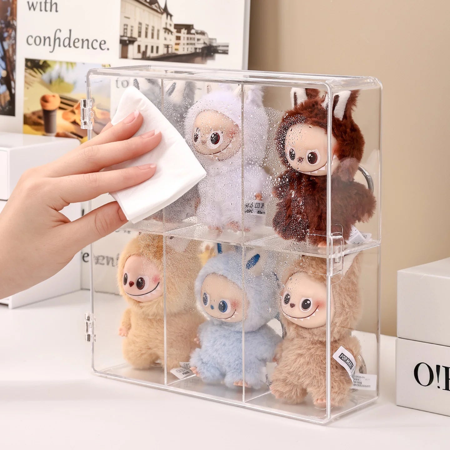 1pc Foldable Acrylic 6-Grid Blind Box Display Box Compartment Collectible Doll Storage Box, Hair Accessory Jewelry Storage Box Oasis Select