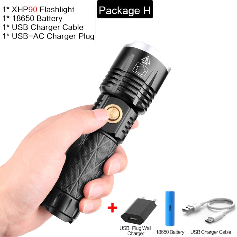 POCKETMAN XHP90.2 LED Tactical Flashlight 3800lm USB Rechargeable