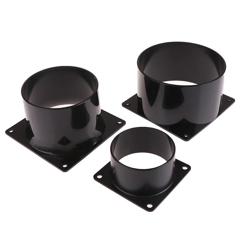 Black Flange Connector 75/100/120/150mm Plastic Square Bottom Straight Flange Air Inlet And Outlet Air Ducting Connection Flange Oasis Select
