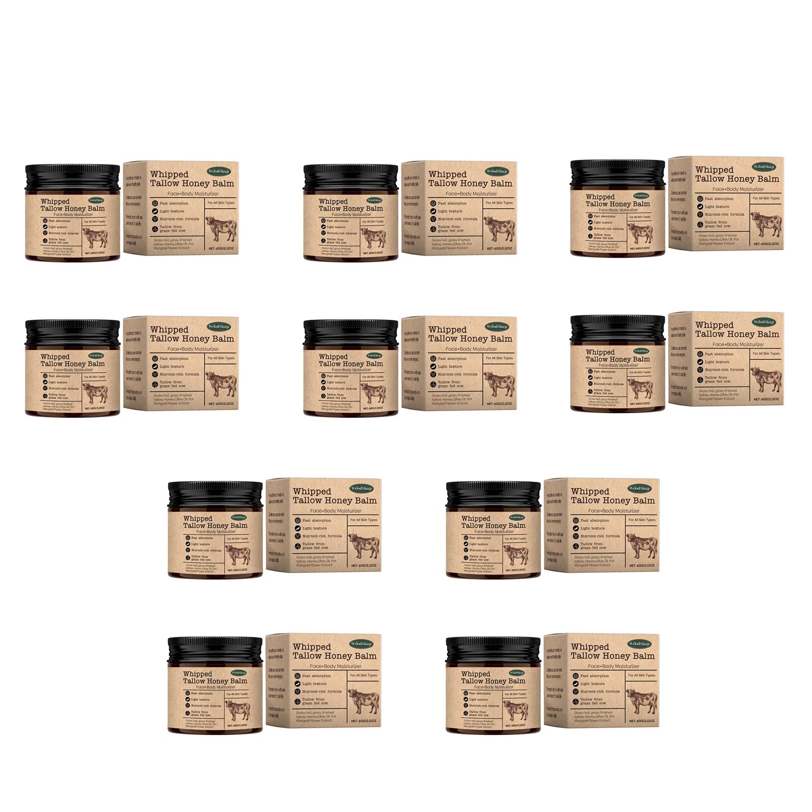 WoodSleep Beef Tallow & Honey Face Body Cream – Deep Moisture Tallow Face Body Cream Oasis Select 600g boxed