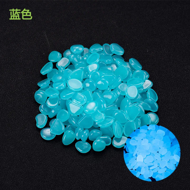 1cm Small Artificial Luminous Stone Vase Decoration Pot Luminous Stone 0.5 G Fluorescent Fish Tank Landscape Pebbles Oasis Select Light blue A pack of 500