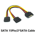 15Pin SATA II Hard Disk Power Cable SATA Male To SATA 2 Female 15Pin Power HDD Splitter High Quality Y 1 To 2 Extension Cable Oasis Select 1 Male to 2 Female 0.2m
