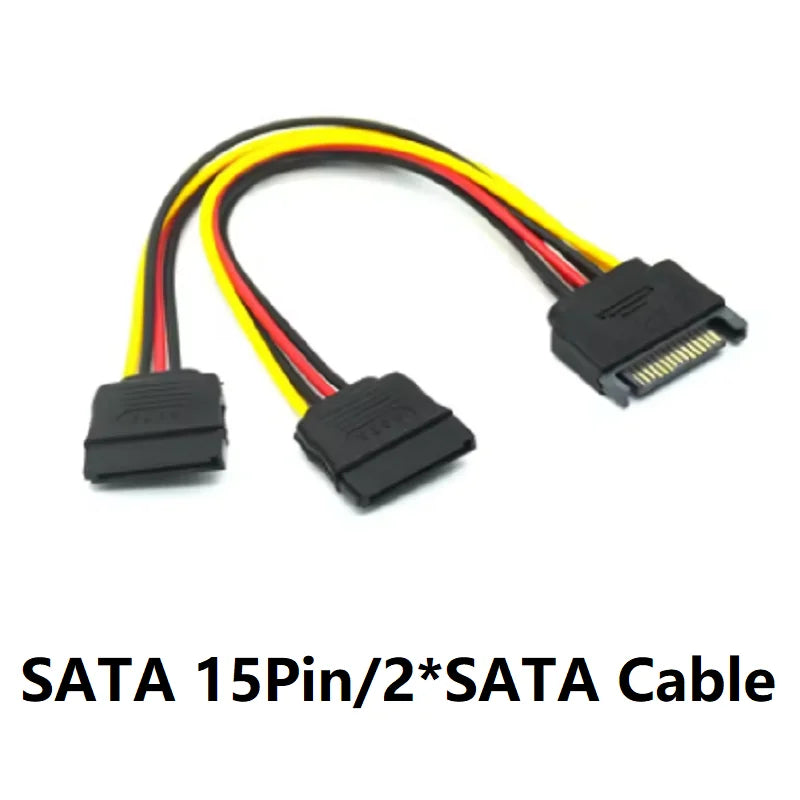  15Pin SATA II Hard Disk Power Cable SATA Male To SATA 2 Female 15Pin Power HDD Splitter High Quality Y 1 To 2 Extension Cable Oasis Select 1 Male to 2 Female 0.2m