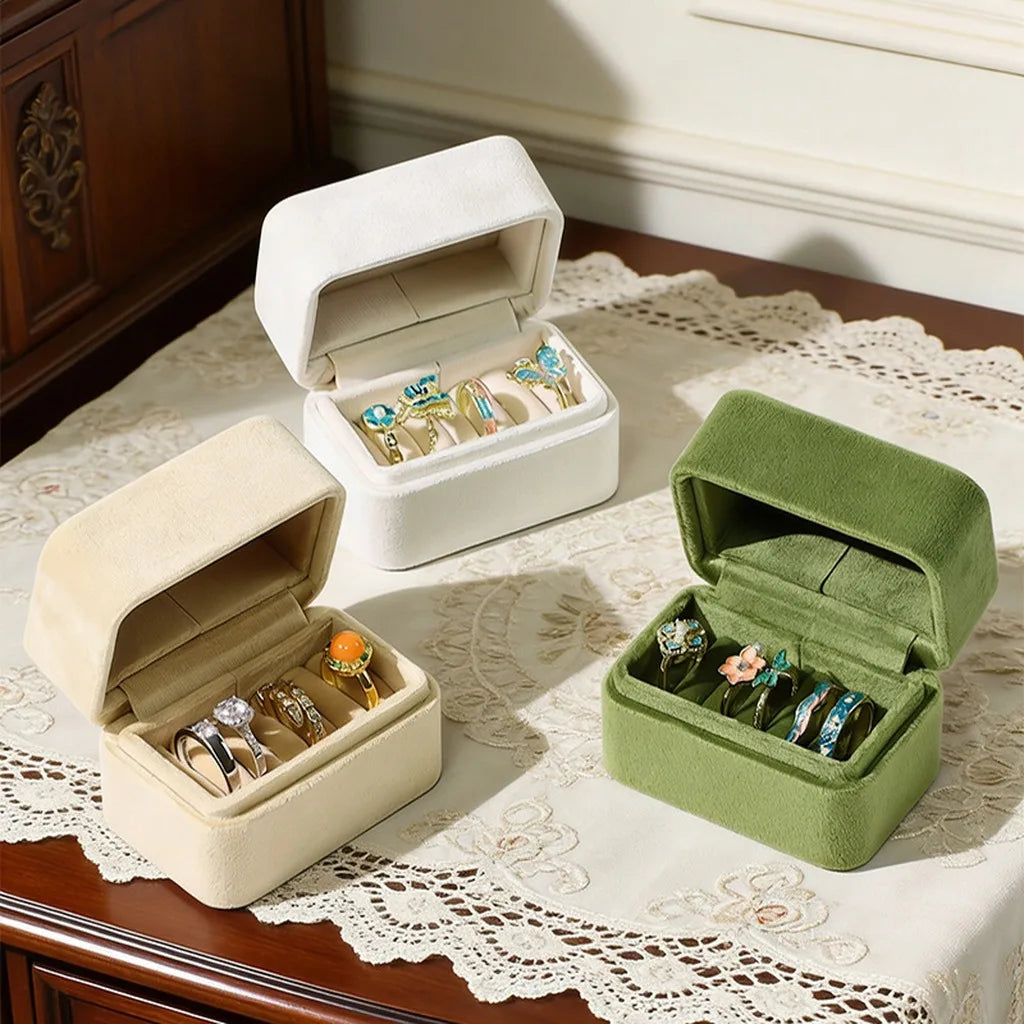 Portable Earrings Box Soft Velvet Jewelry Box Multi-Slot Ring Holder Compact Jewelry Storage Box For Special Occasion Gift Oasis Select
