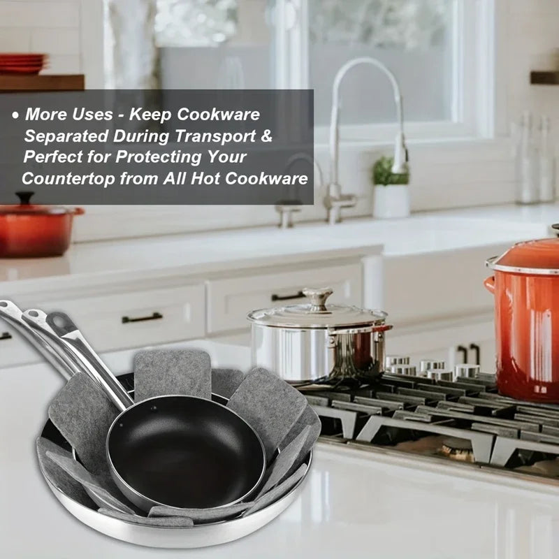 3Pcs Pot Pan Felt Protectors Divider Pads Heat Resistant Prevent Scratching Separate Mat Surfaces For Cookware Kitchen Tool Oasis Select