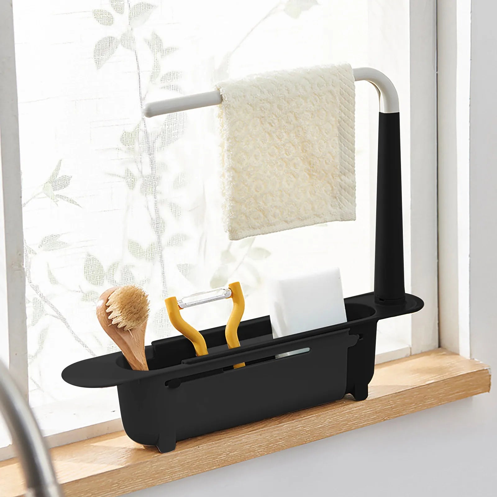 elescopic Sink Shelf Drainer Rack Kitchen Organizer Soap Sponge Holder Towel Rack Storage Organizer Basket Gadgets Accessories Oasis Select