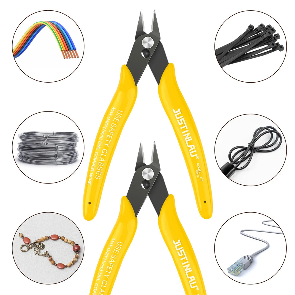 170 Wire Cutter DIY Trimmer Diagonal Side Cutting Cable Nippers Yellow Pliers Hand Mini Snips Flush Nipper Trimmer Hand Tools Oasis Select