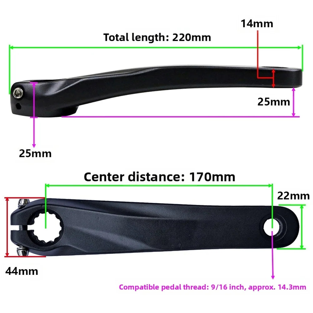 170mm Left Crank Leg Aluminium Alloy for Prowheel Hollow 12T Crankset Replacement for Bikes with 14mm 9/16 Thread Axle Pedals Oasis Select