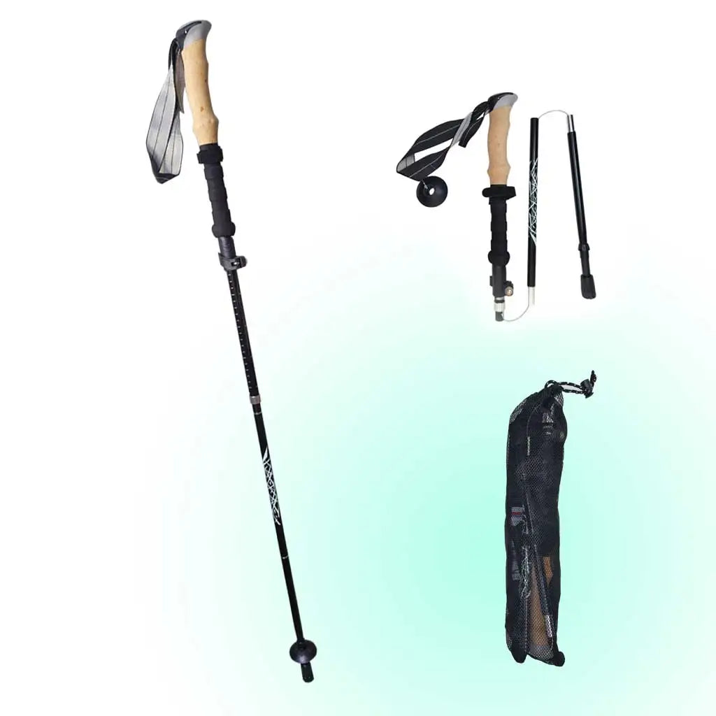 Aluminum Trekking Poles 5 Sections Ultralight Absorber Collapsible Telescopic Sticks Walking Hiking Stick Climbing Stick Oasis Select Default Title
