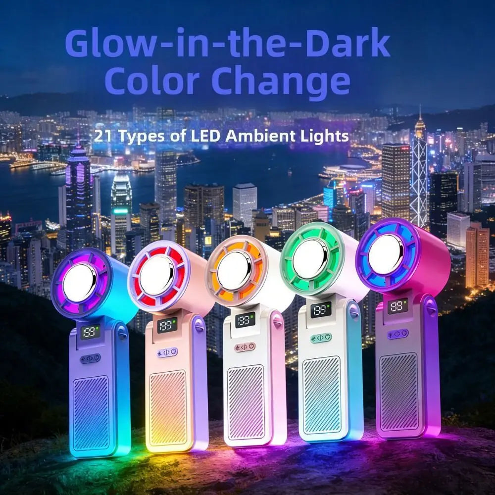 Ice Compress Cool Refrigeration Electric Fan Colorful Lighting 199 Gears Personal Cooling Fan High Wind Speed Quiet Operation Oasis Select