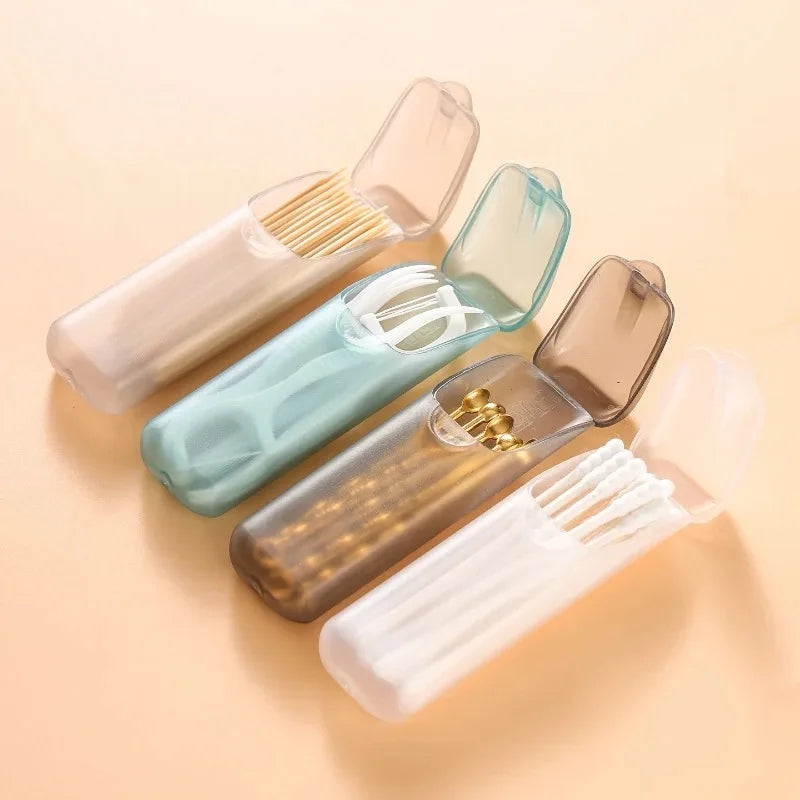 Mini Toothpick Storage Box with Lid Toothpick Box Portable Travel Floss Organizer Cotton Swab Dispenser Toothpick Dispenser Oasis Select