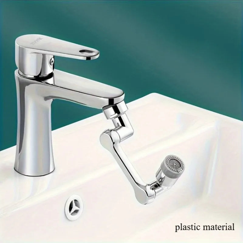 No-Splash Faucet Extender, 1080-Degree Swivel Spout with Adjustable Arm for Kids & Mouthwash - Bathroom Sink Tap Accessory Oasis Select Silver