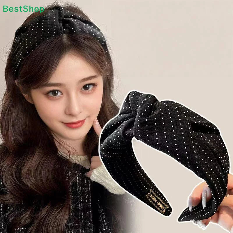 Wide Polka Dot Knot Headband for Women – Casual Hair Hoop