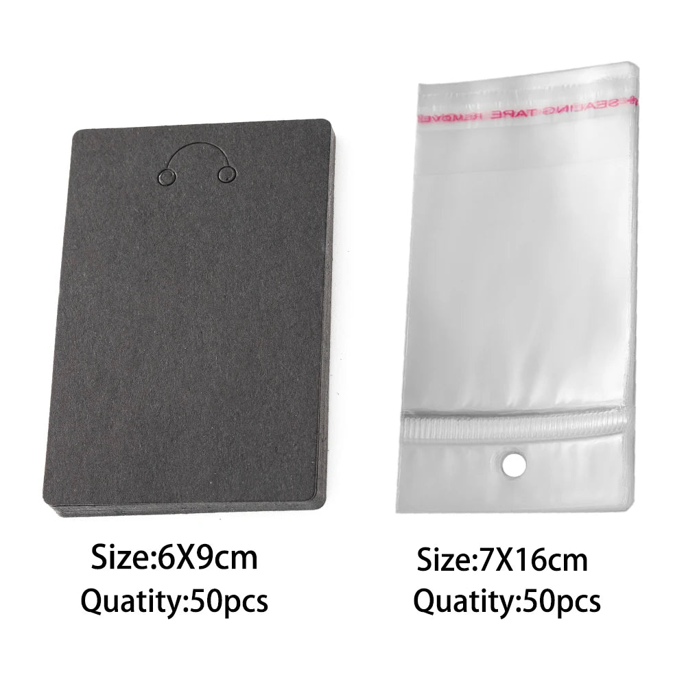 100pcs 6x9cm Keychain Display Card Packaging with Self-Sealing Bags For Bracelet Jewelry Wrapper Display Small Business Supplies Oasis Select Black2