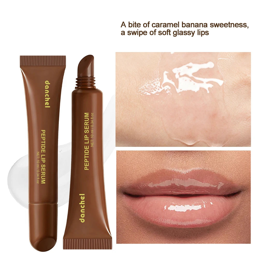 Peptide Lip Serum Deep Nourishing Lip Care Instant Moisturizing Anti-Aging Plumping Glass Lip Gloss Cosmetics Oasis Select 2pcs