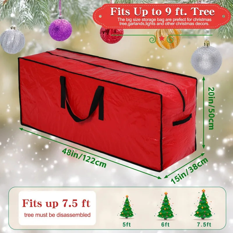 Christmas Tree Storage Bag for Up to 228.6cm Disassembled Trees with Reinforced Handles & Dual Zipper Dust & Moisture Protection Oasis Select 122cm red