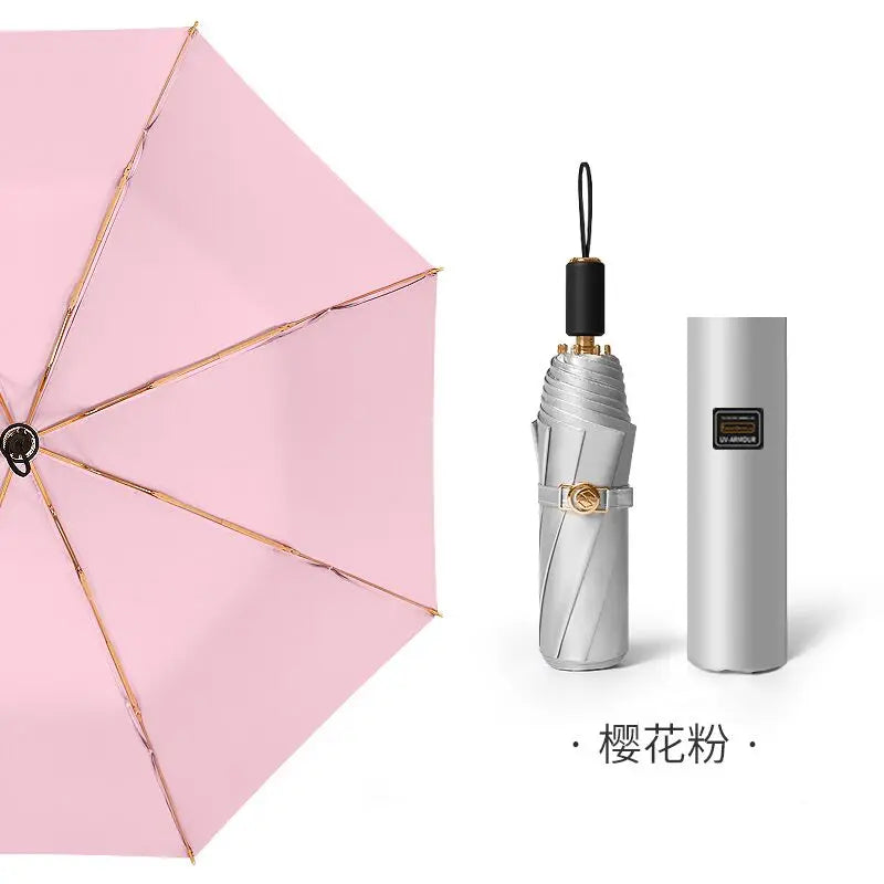 Titanium Silver Double Vinyl Sunshade Umbrella UV Protection Radiation Protection Super Sun Protection Rain Umbrella Oasis Select 9