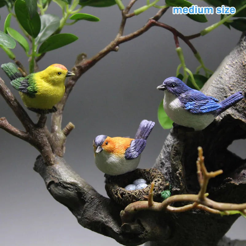 4PCS Mini Bird Figure Model Cartoon Resin Crafts DIY Plant Bonsai Figurines Fairy Garden Dollhouse Miniatures Decor Oasis Select A1