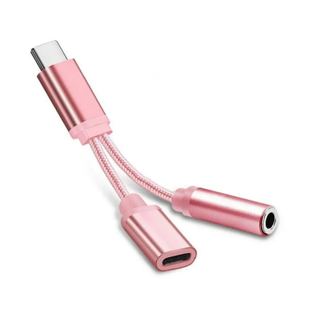 Adapter Type C to 3.5mm Aux Cable 2 In 1 3.5mm Jack Type-C To 3.5mm Connector Usb C Cable Audio Cables Type C To 3.5 mm Adapter Oasis Select pink