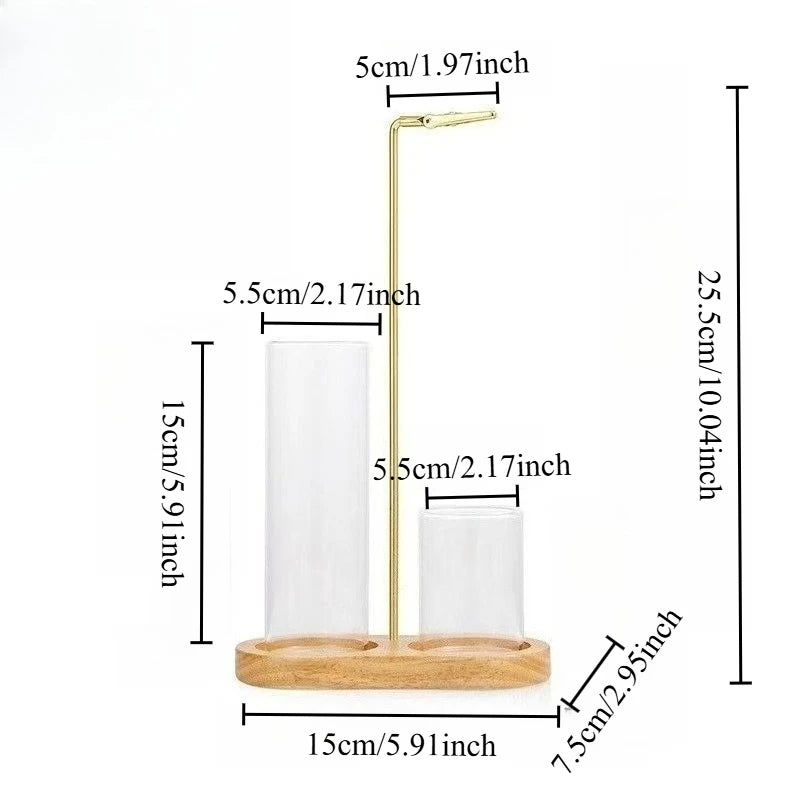 Wire Incense Burner Solid Wood Glass Incense Burner Modern and Simple Sandalwood and Agarwood Upside Down Incense Tube Oasis Select Wood color