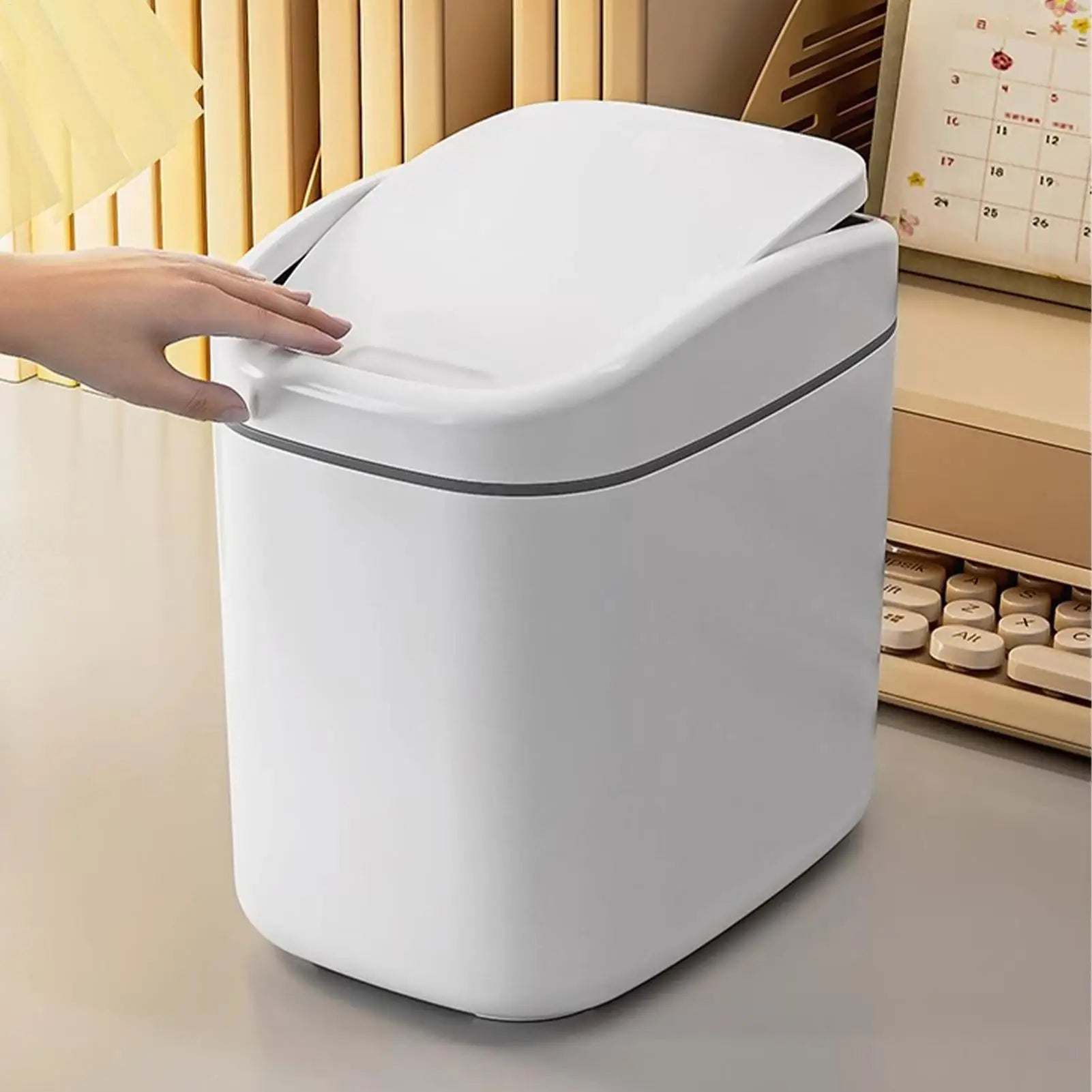 Desktop Trash Can Mini Garbage Can Plastic Dustbin with Shake Cover for Home Office Waste Bins Household Cleaning Storage Box Oasis Select