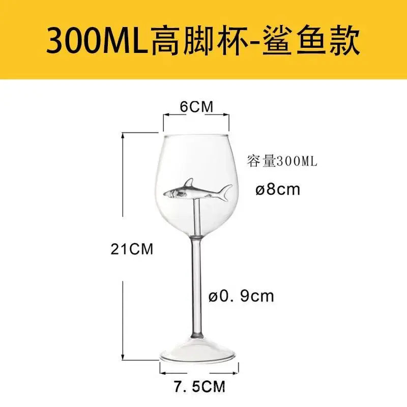 Shark Wine Glasses Cup European Red Wine Cup Water Bottle Goblet Wedding Party Decoration Gift 300ml Drinking Glasses Oasis Select 1 PC 300ml