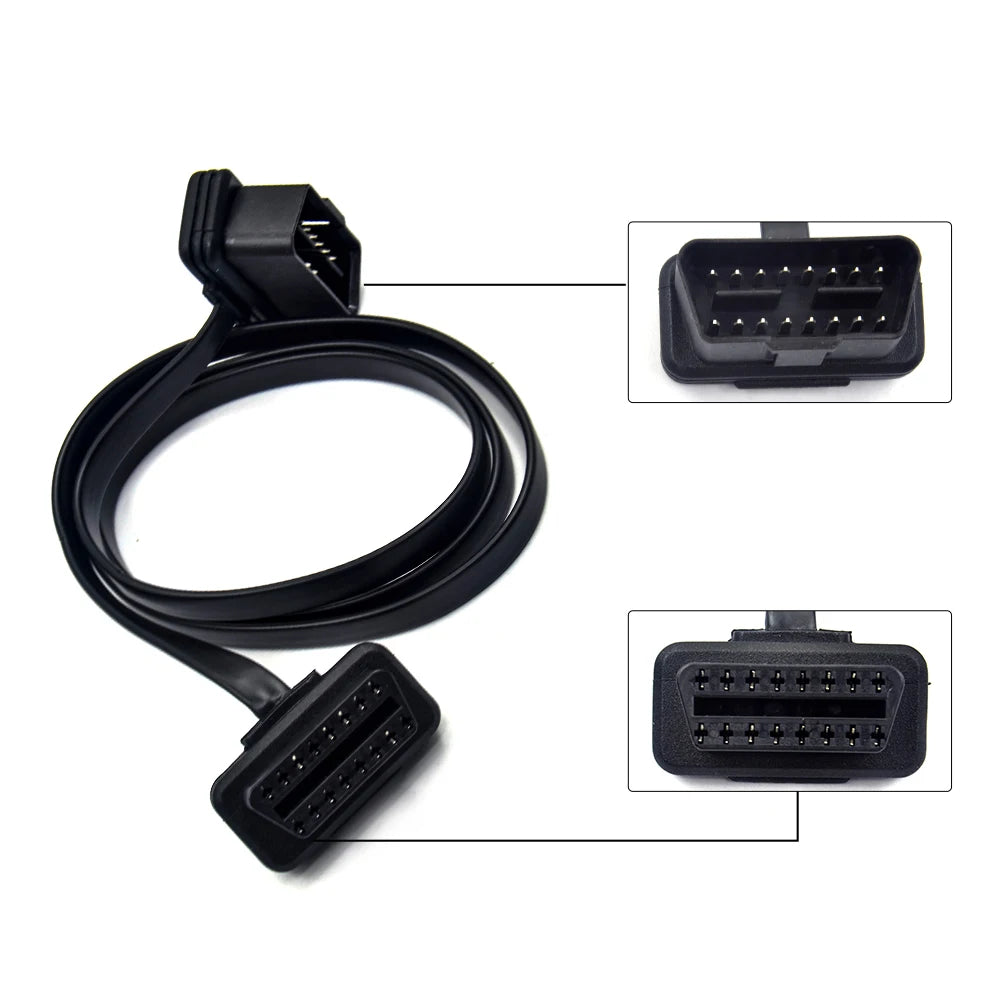 OBD2 16-Pin Flat Extension Cable 30/60/100CM Male to Female OBD2 Diagnostic Cable Oasis Select