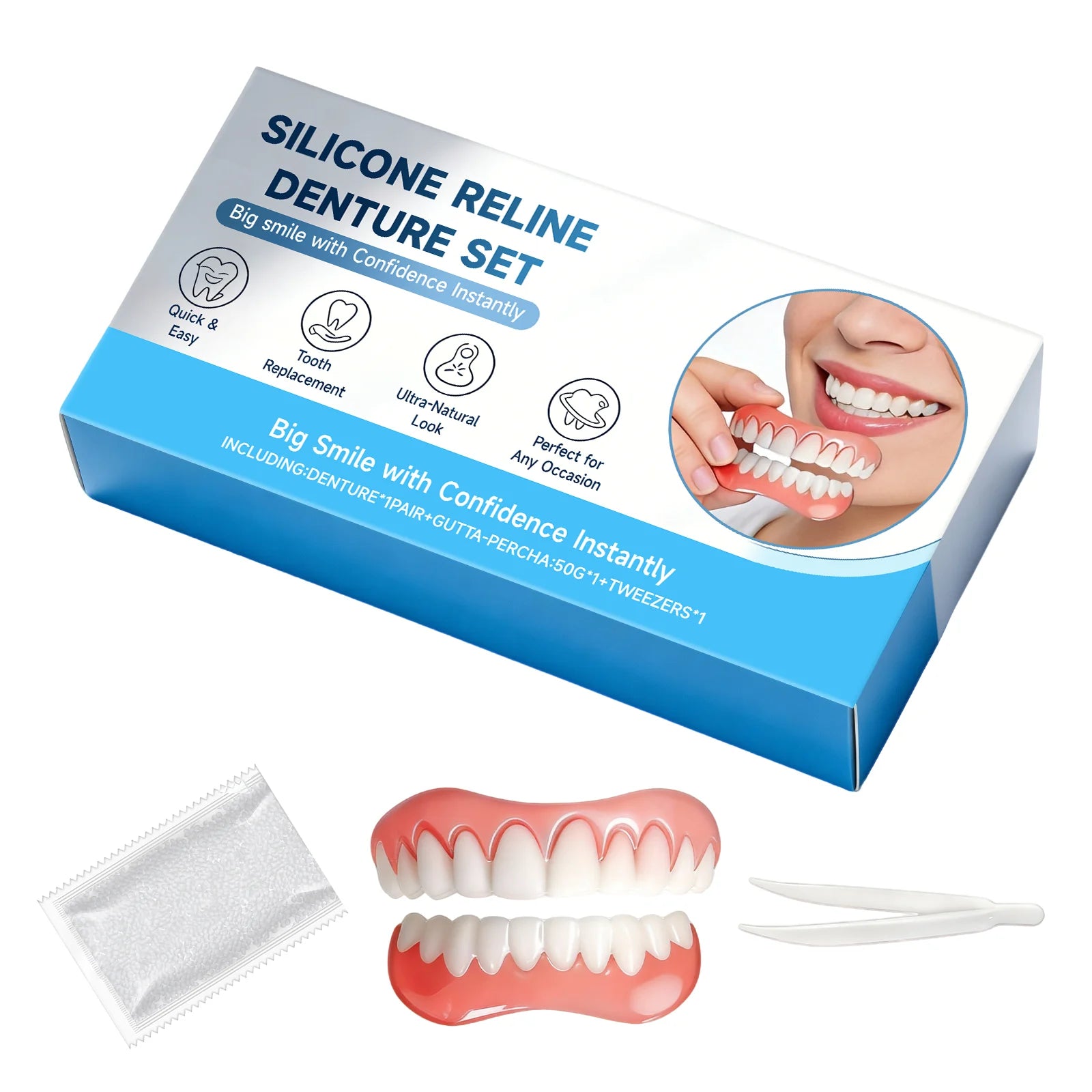 Silicone Reline Denture Set – Fake Teeth Kit for Comfort & Fit Denture Reline Kit Oasis Select 1 Set