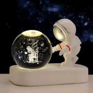 Astronaut Night Light Desktop Small Ornaments Decorative Crystal Ball Birthday Gift for Boys and Girls Decoration Oasis Select Love Prince rose USB gift packae