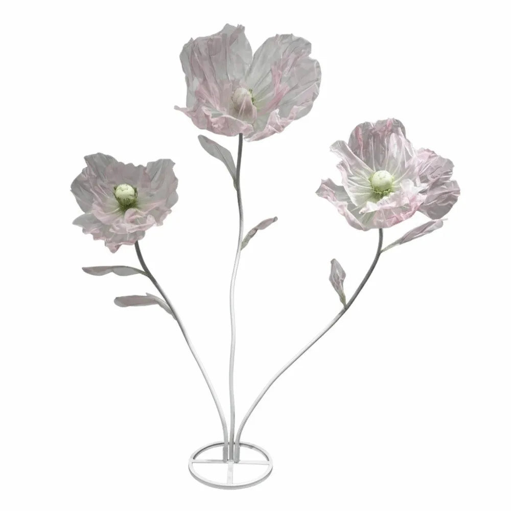 Single Flower Head Simulated Flower Silk Mesh Yarn Beautiful Decoration Silk Screen Flower Stand Props Large Poppy Oasis Select