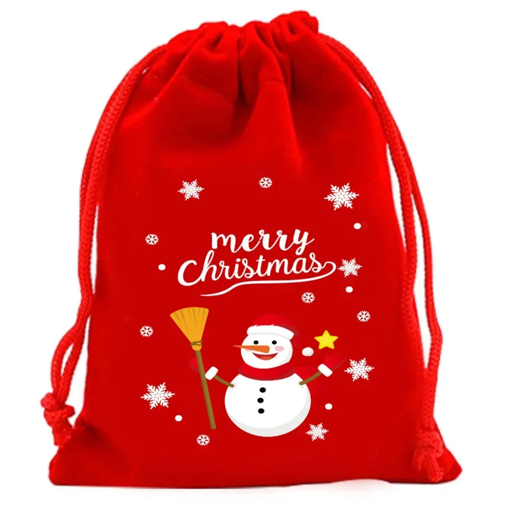Christmas Velvet Drawstring Gift Bags | Candy & Jewelry Pouches