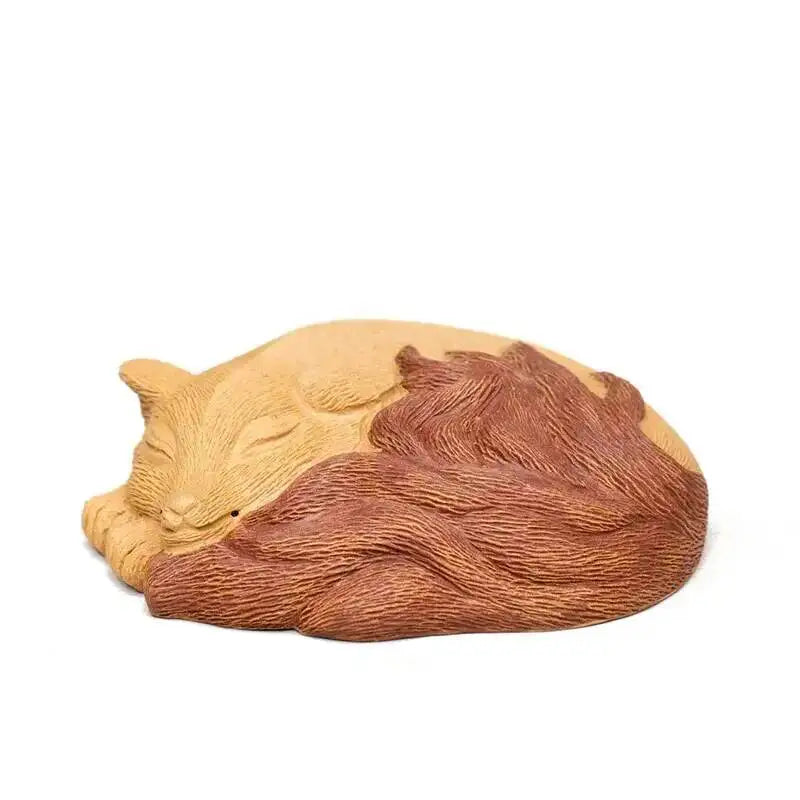 Zisha Tea Pet Fox Ornament Nine-tailed Fox Sculpture Tea Tray Decoration Accessories Tea Pet Oasis Select