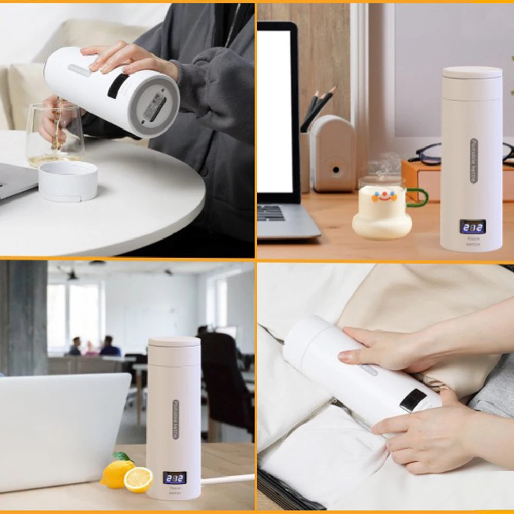 Portable Electric Kettle For Travel Stainless Steel Mini Kettle Electric Water Bottle Thermal Cup For Tea Coffee Boil Hot Water Oasis Select