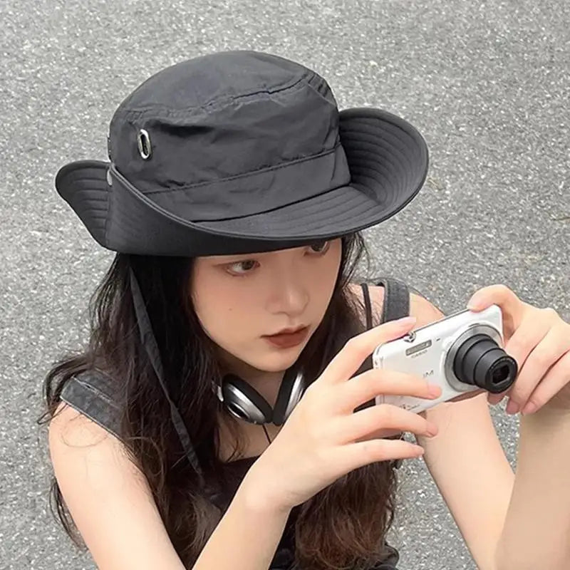 Quick Dry Wide Brim Bucket Hat for Men Women cap Breathable Adjustable Chin Strap Outdoor Hiking Fishing Sun Hat Oasis Select