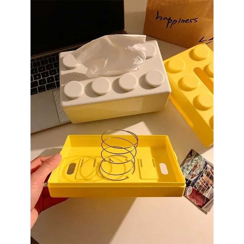 Cartoon Building Block Tissue Box | Fun Plastic Napkin Holder